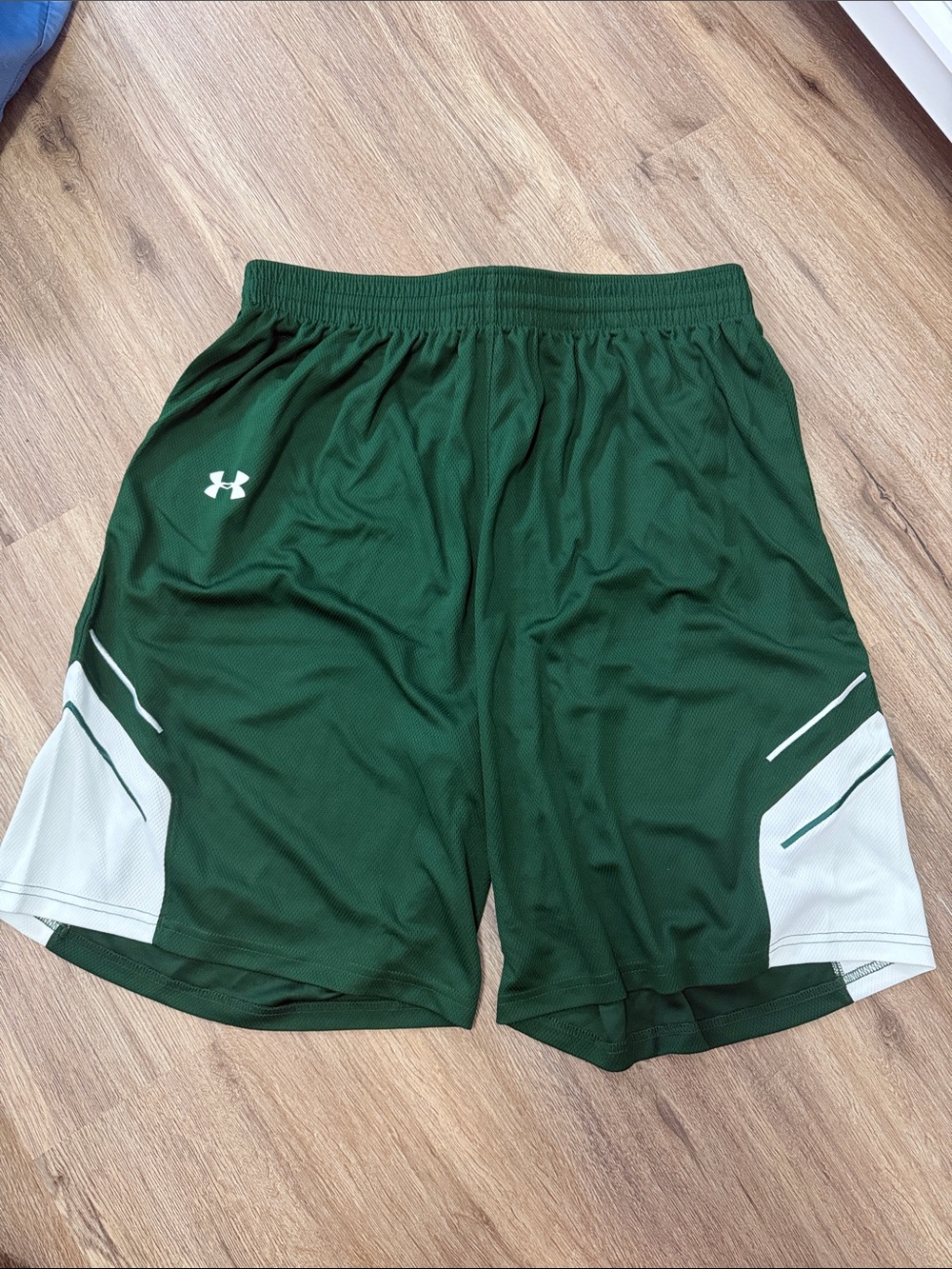 Under Armour Men’s Dark Green Athletic Shorts with White Panels